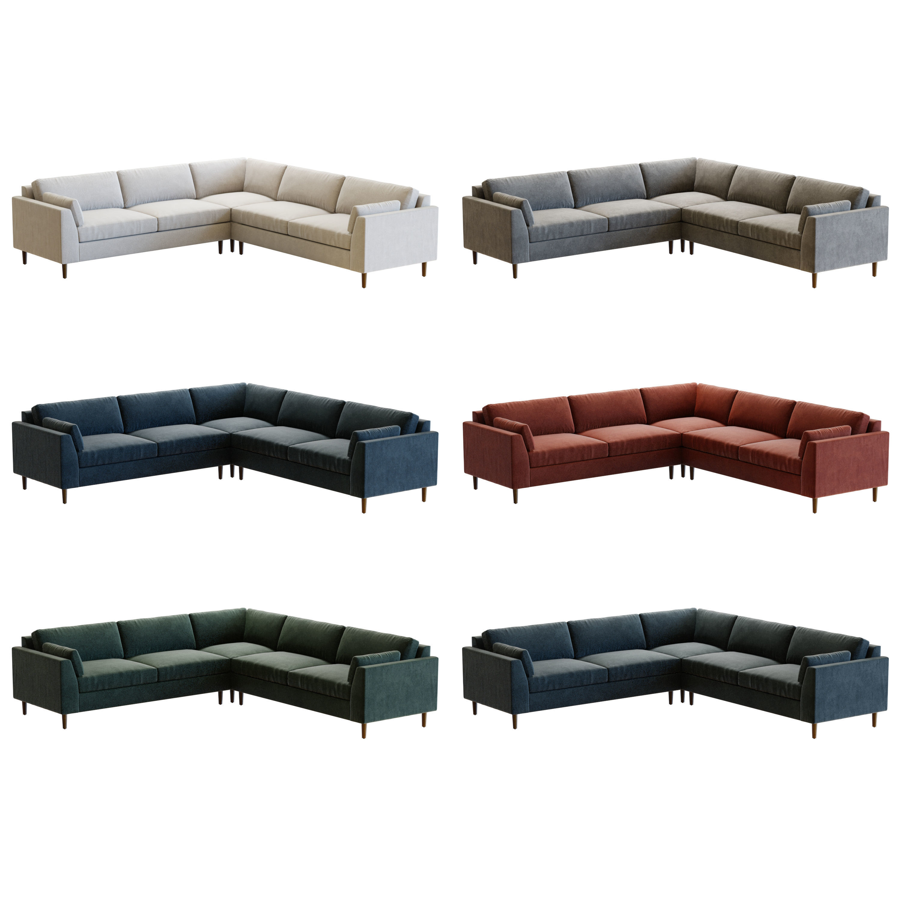 Crate and Barrel Avondale 3-Piece Sectional 3D model_1