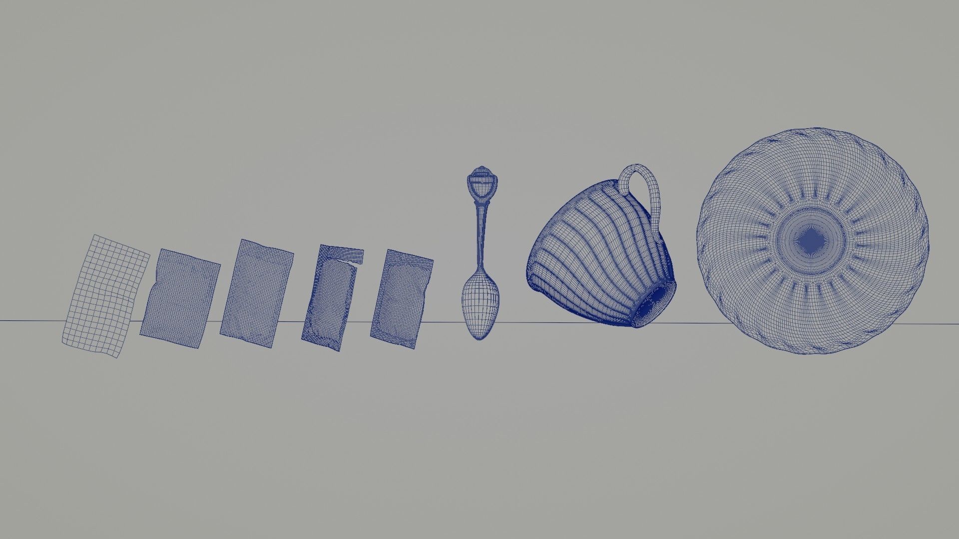 Coffee Cup with Sweeteners and Souvenir Spoon 3D model_9