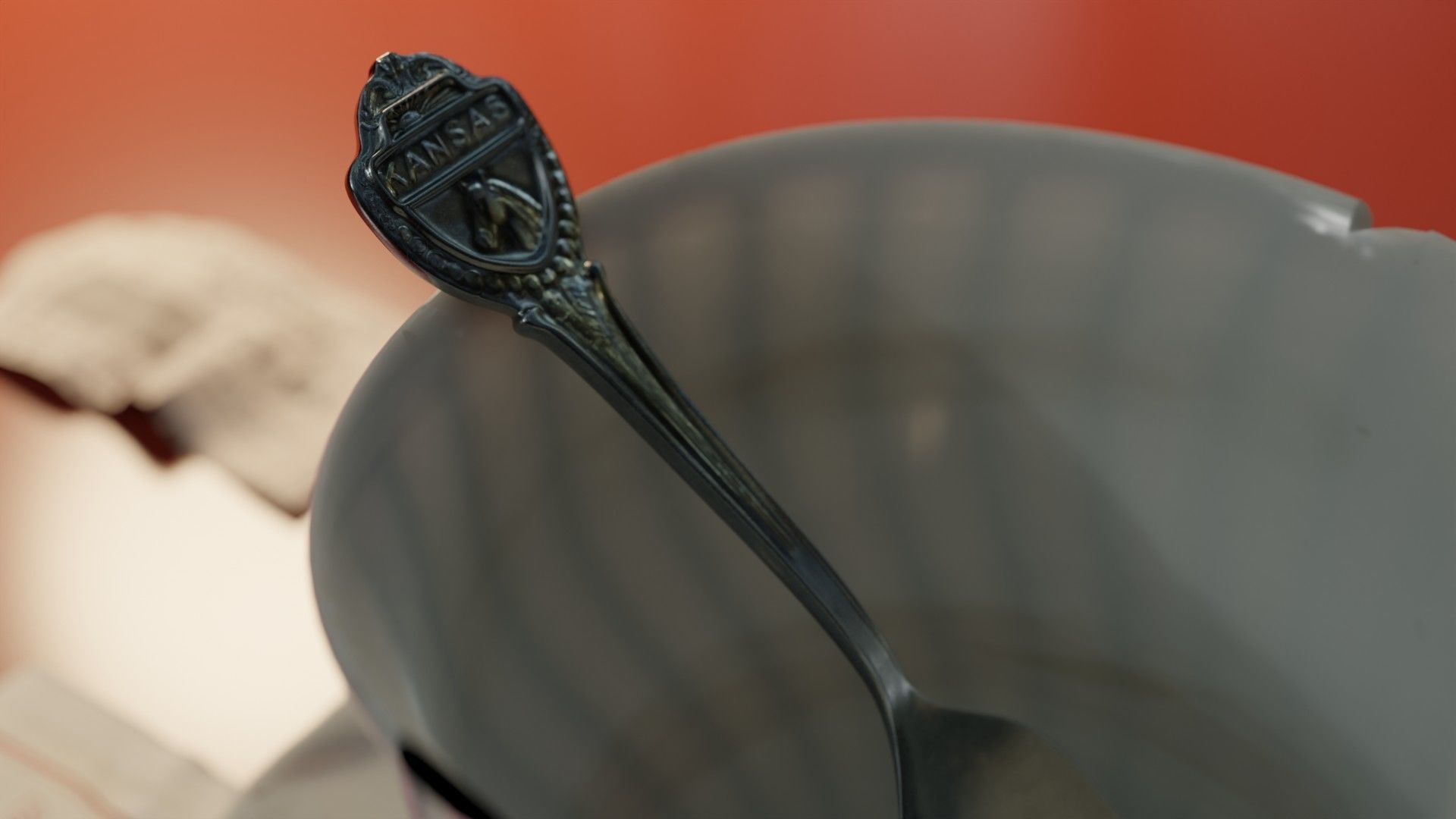 Coffee Cup with Sweeteners and Souvenir Spoon 3D model_3