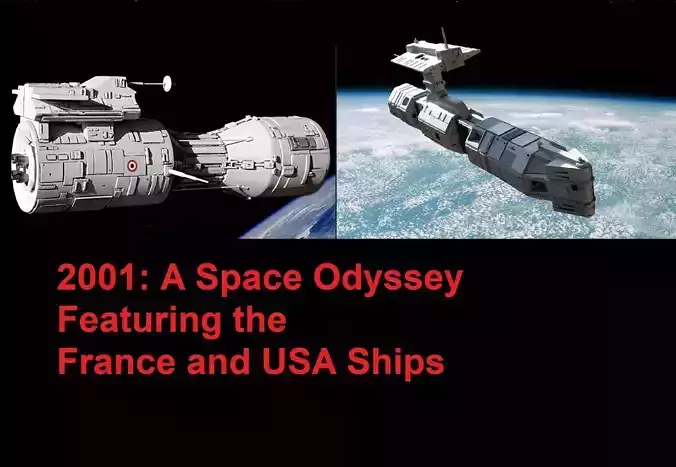 2001 A Space Odyssey France and USA Nuke Ships 3D print model