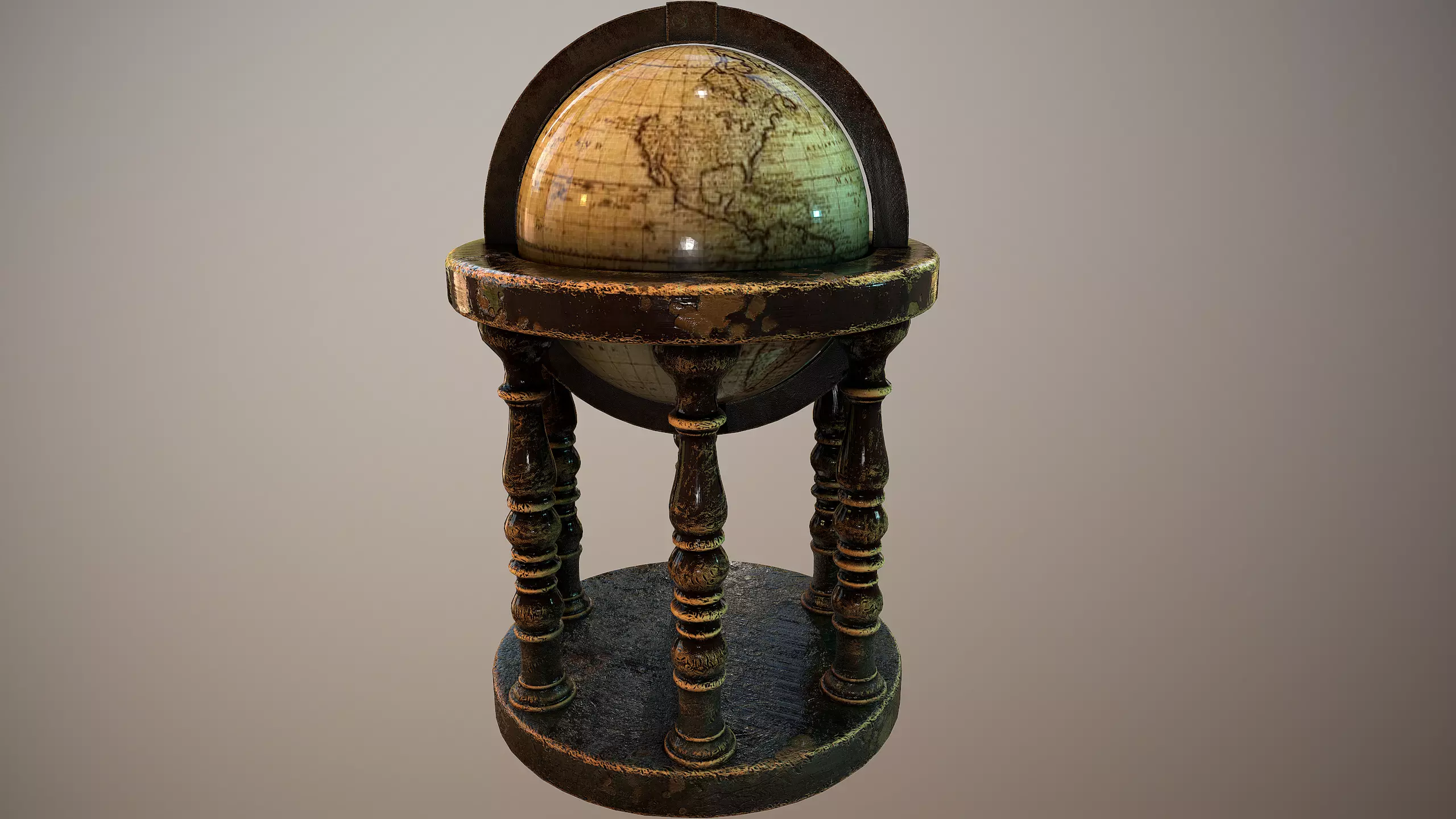 Old Antique Globe Vintage Low-poly 3D model