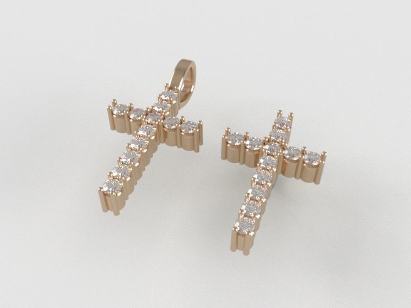Prong Set Cross Pendant - Small 3D print model_1