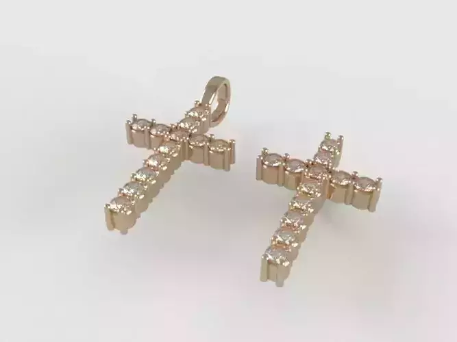 Prong Set Cross Pendant - Medium