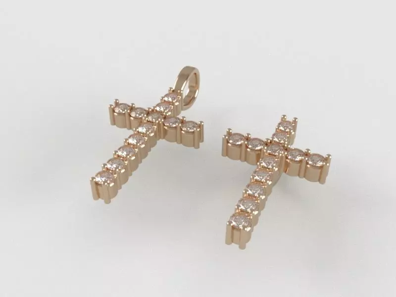 Prong Set Cross Pendant - Medium 3D print model_0