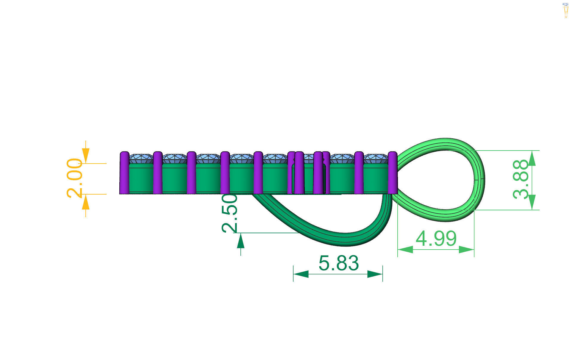 Prong Set Cross Pendant - Medium 3D print model_3