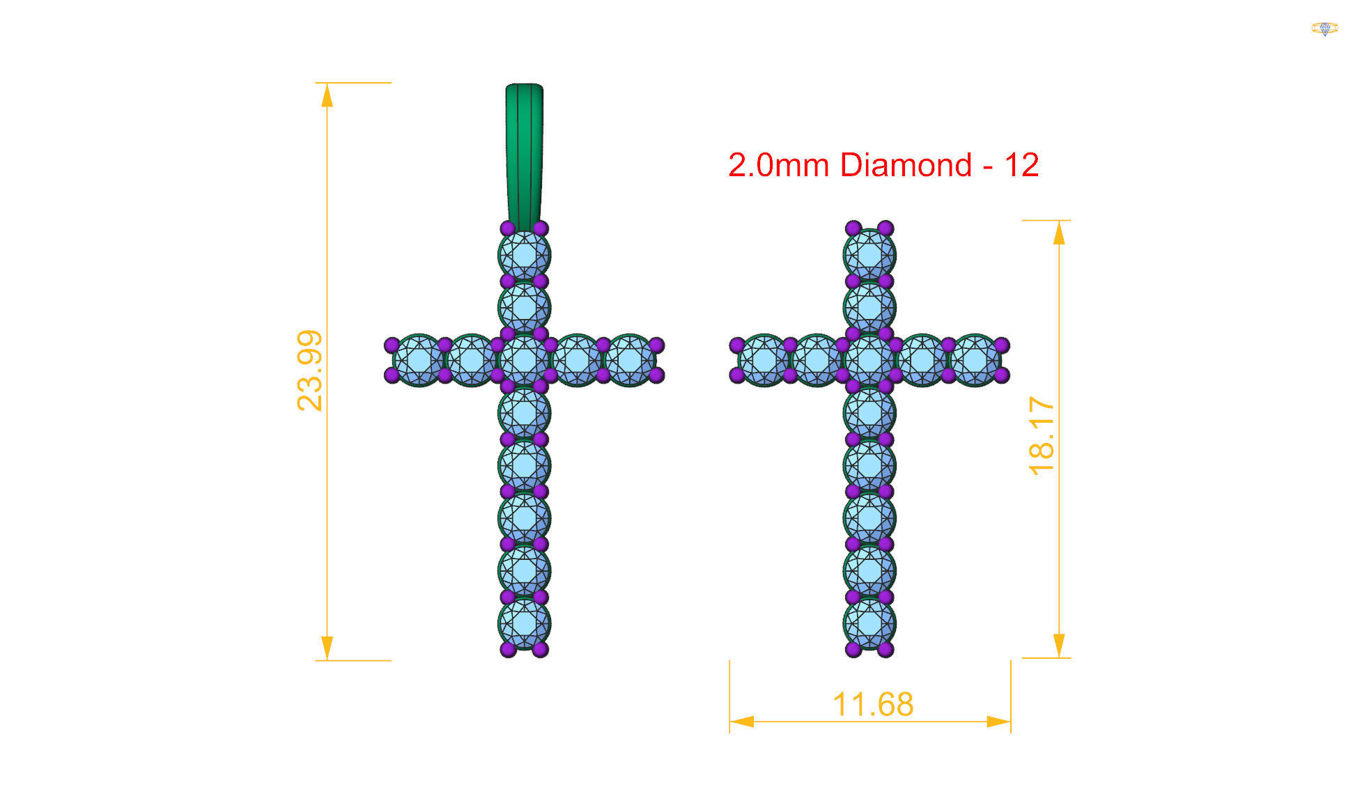 Prong Set Cross Pendant - Medium 3D print model_2