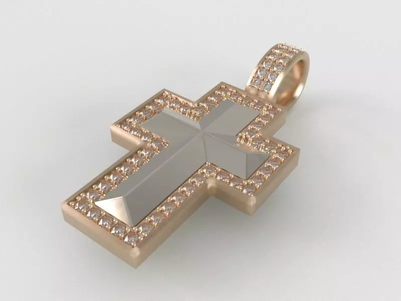 Beveled Cross Pendant - Large 3D print model_0