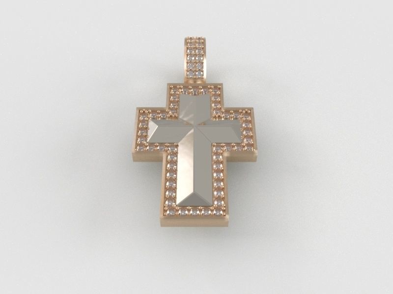 Beveled Cross Pendant - Large 3D print model_1