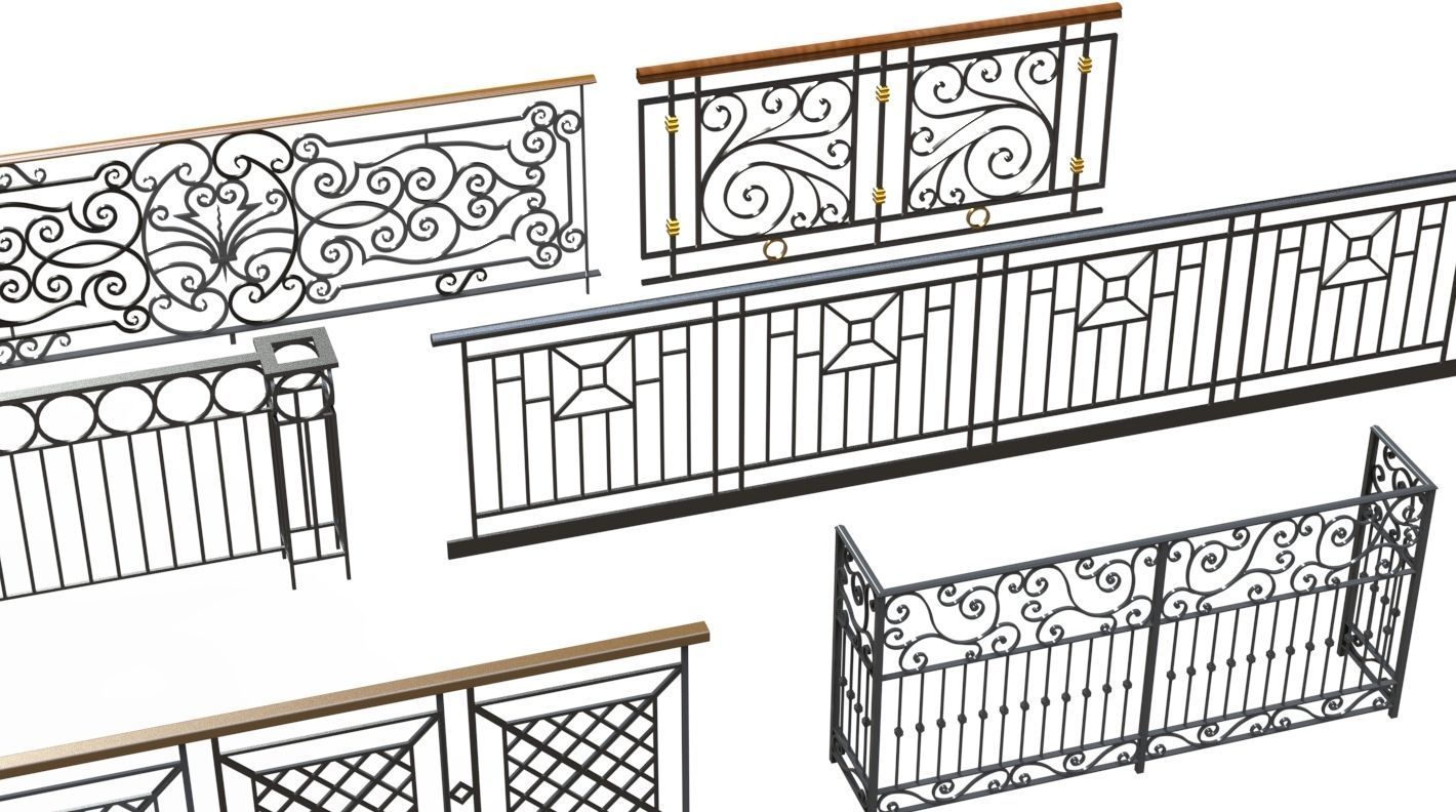 Hand rail fence 3d model wroguht 3D model_2