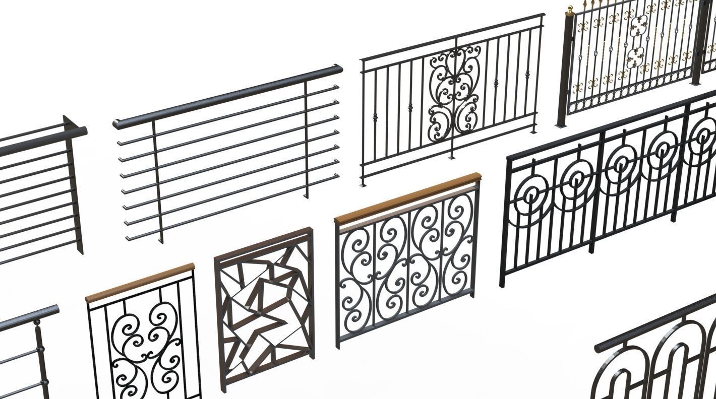 Hand rail fence 3d model wroguht 3D model_4