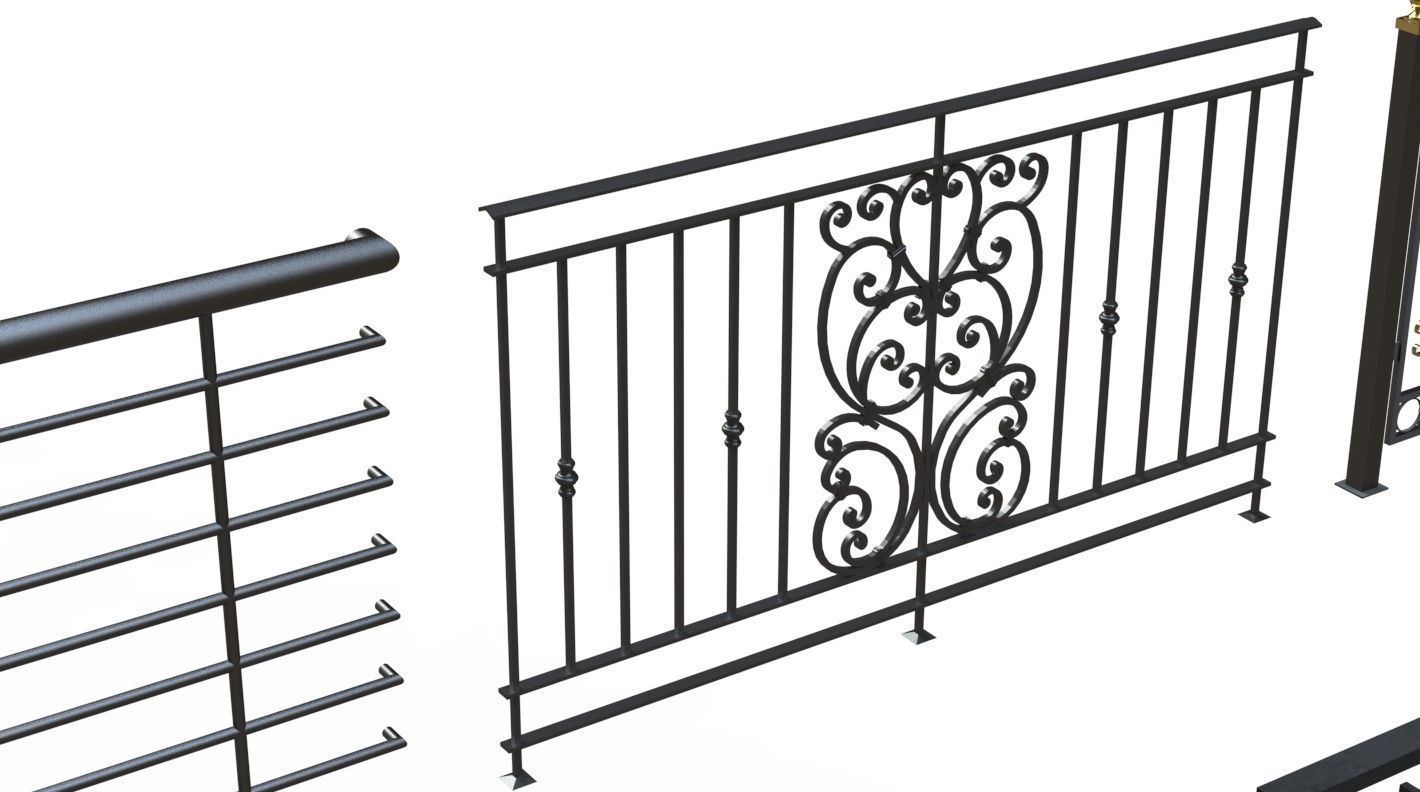 Hand rail fence 3d model wroguht 3D model_5