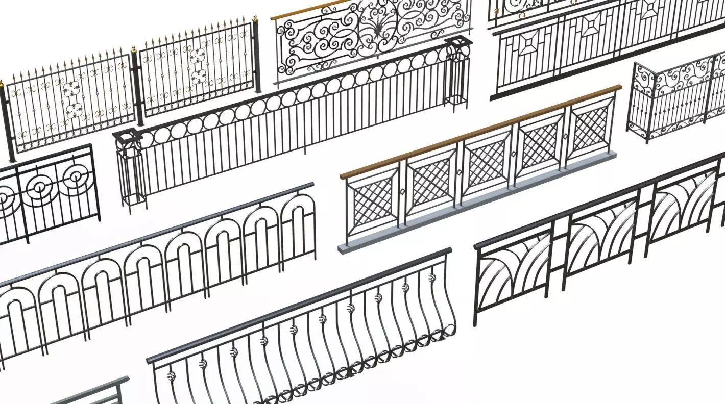 Hand rail fence 3d model wroguht 3D model_0