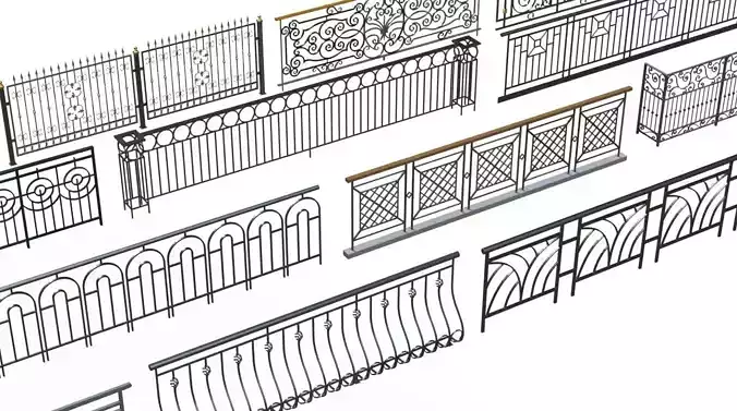 Hand rail fence 3d model wroguht