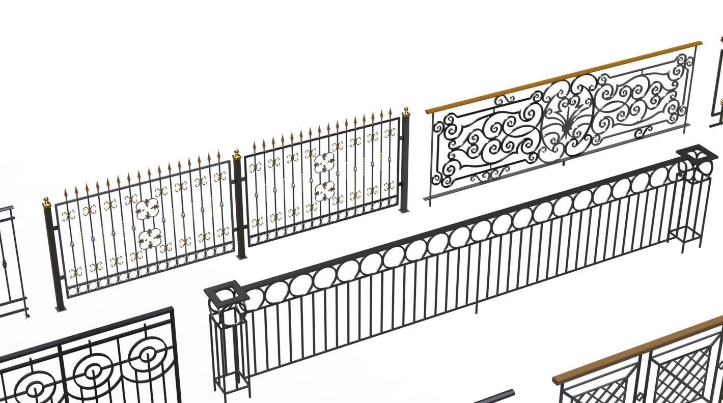 Hand rail fence 3d model wroguht 3D model_3