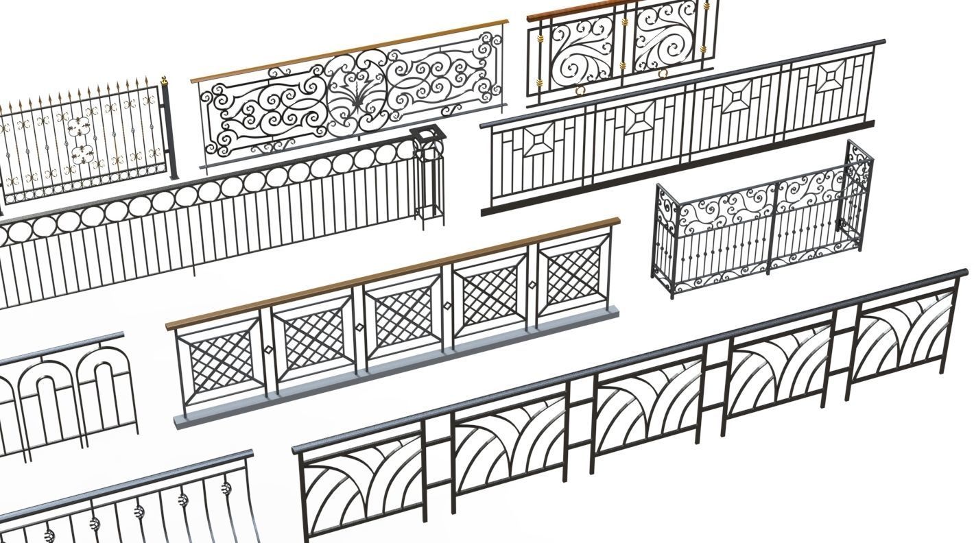 Hand rail fence 3d model wroguht 3D model_1