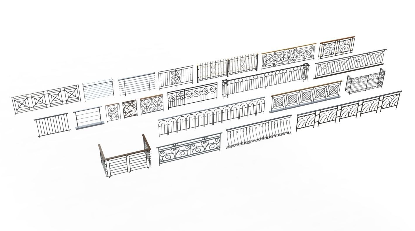 Hand rail fence 3d model wroguht 3D model_6