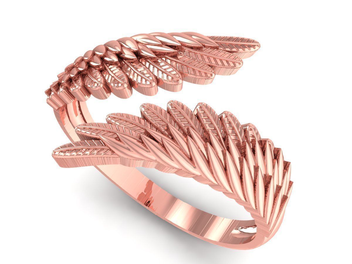 Angel Wings Adjustable Ring 3D Jewelry Model 3639 3D print model_6