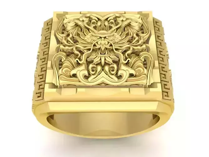 fengshui hongkong dragon men ring 3641
