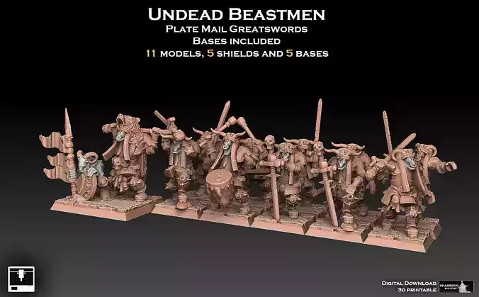 Undead Beastmen Plate Mail Greatswords 3D print model