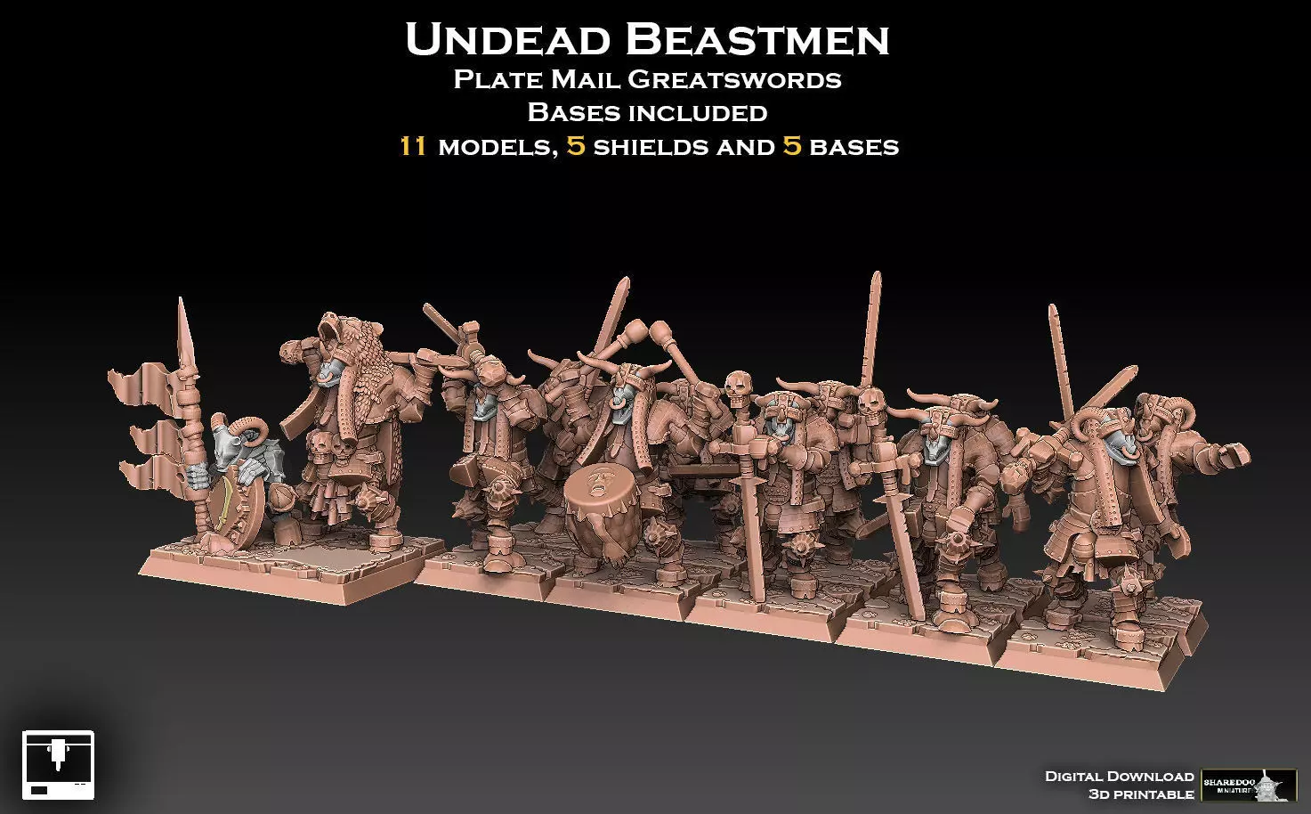Undead Beastmen Plate Mail Greatswords 3D print model_0