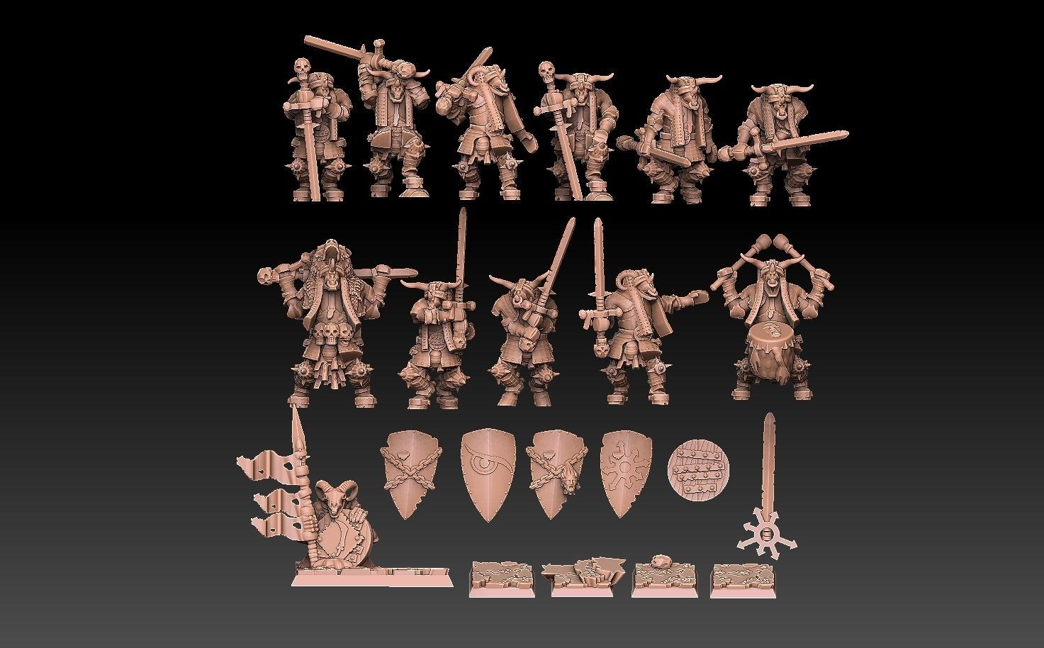 Undead Beastmen Plate Mail Greatswords 3D print model_1