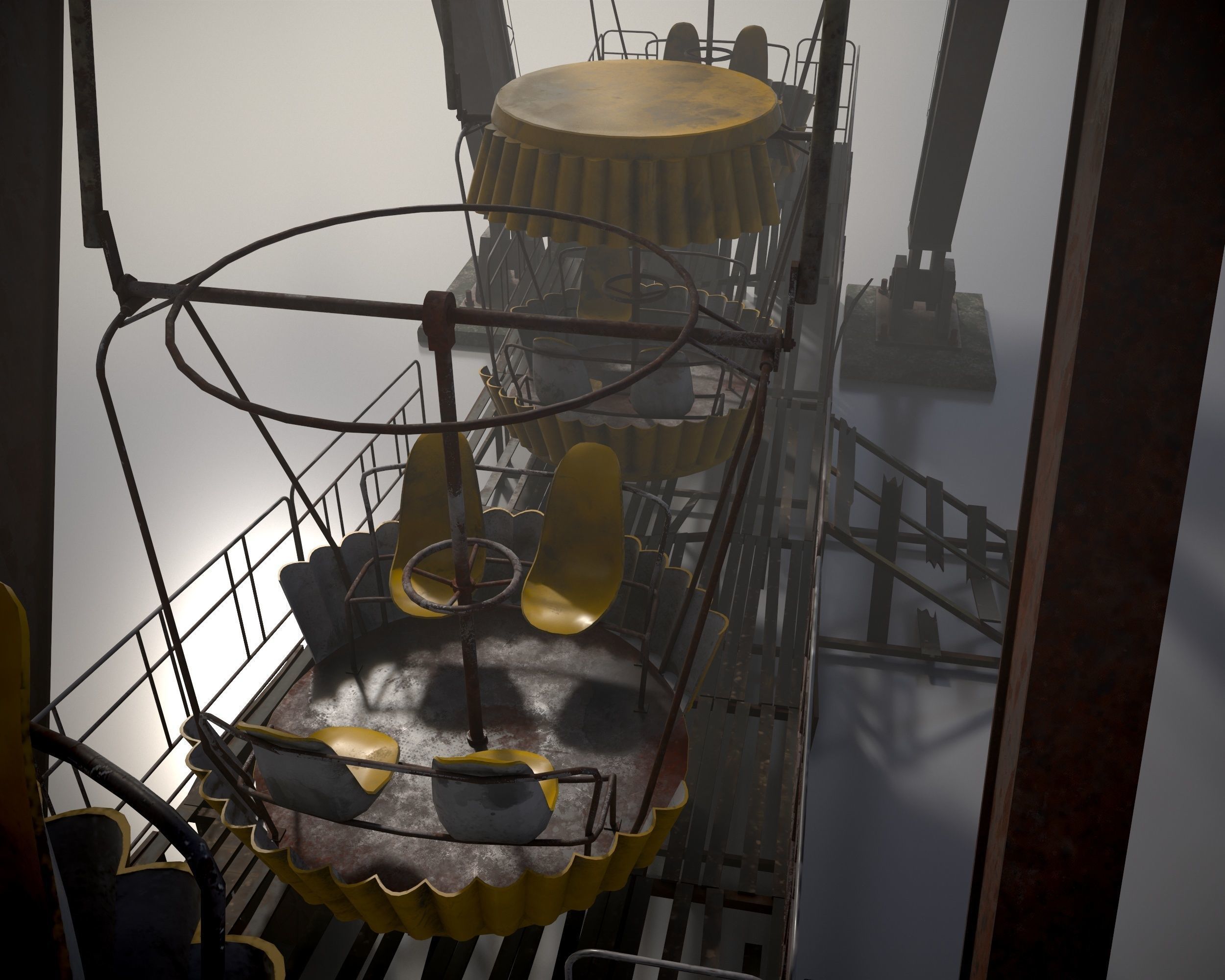 Old post-apocalypse Ferris wheel  np1 Low-poly 3D model_15