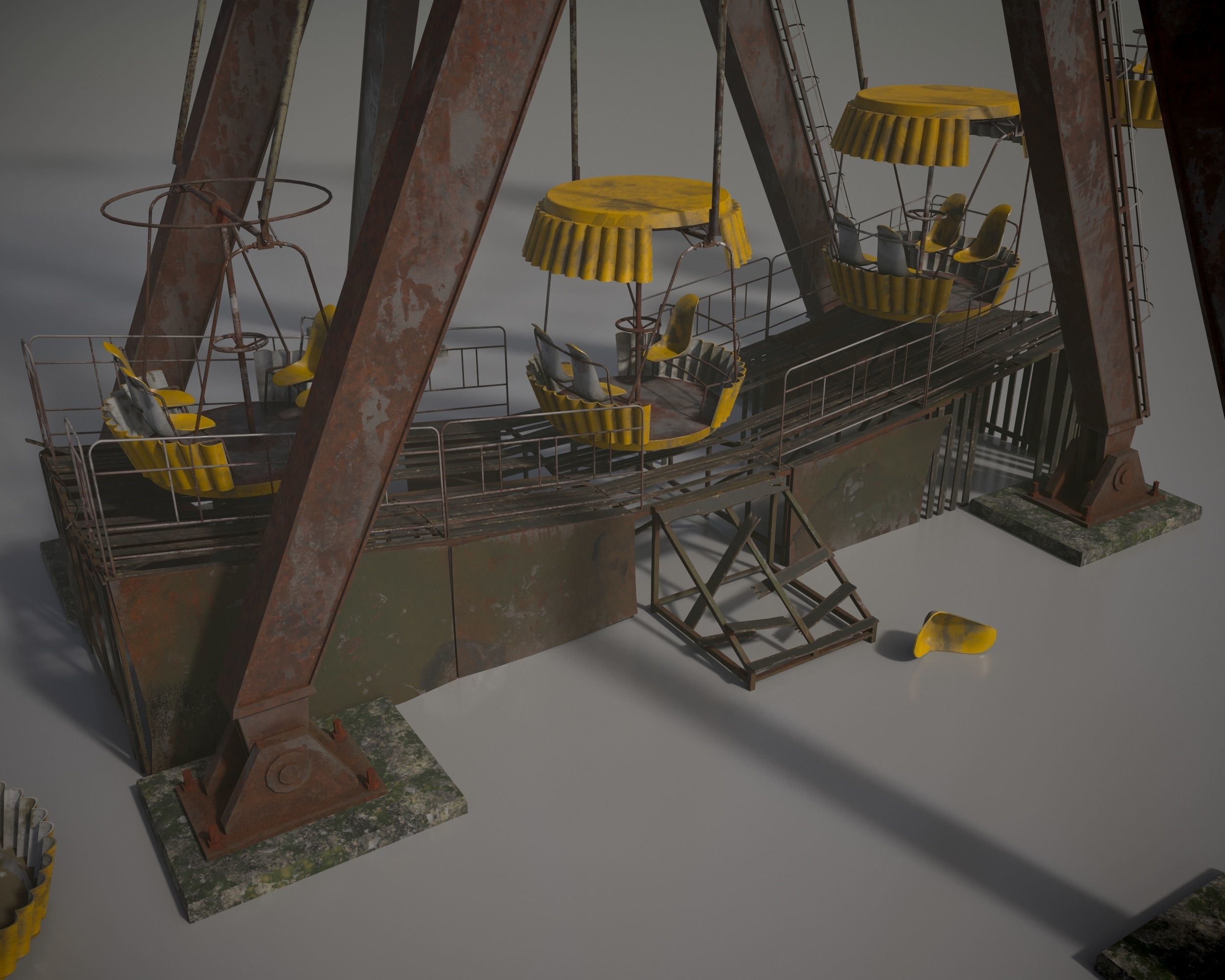 Old post-apocalypse Ferris wheel  np1 Low-poly 3D model_11
