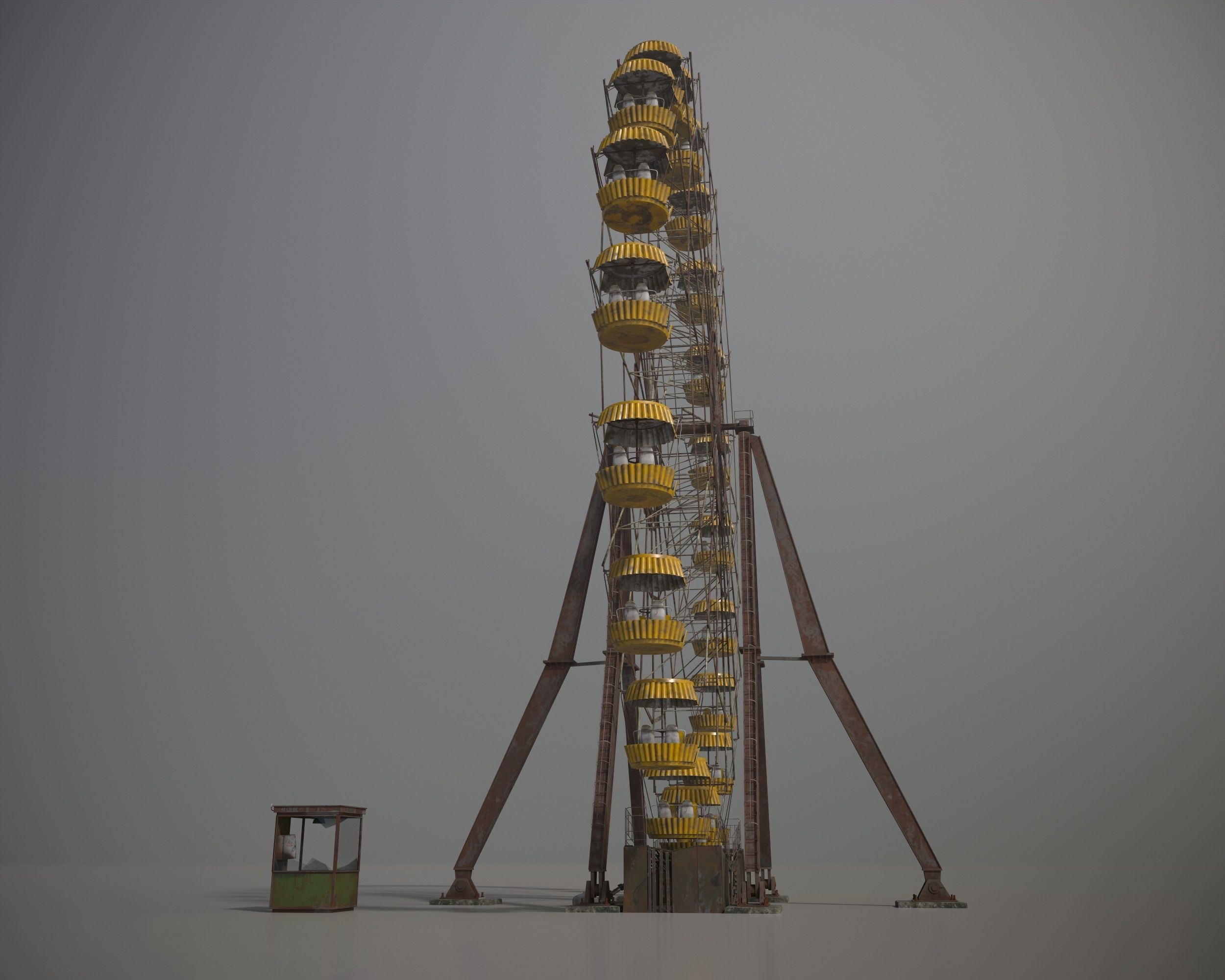 Old post-apocalypse Ferris wheel  np1 Low-poly 3D model_7