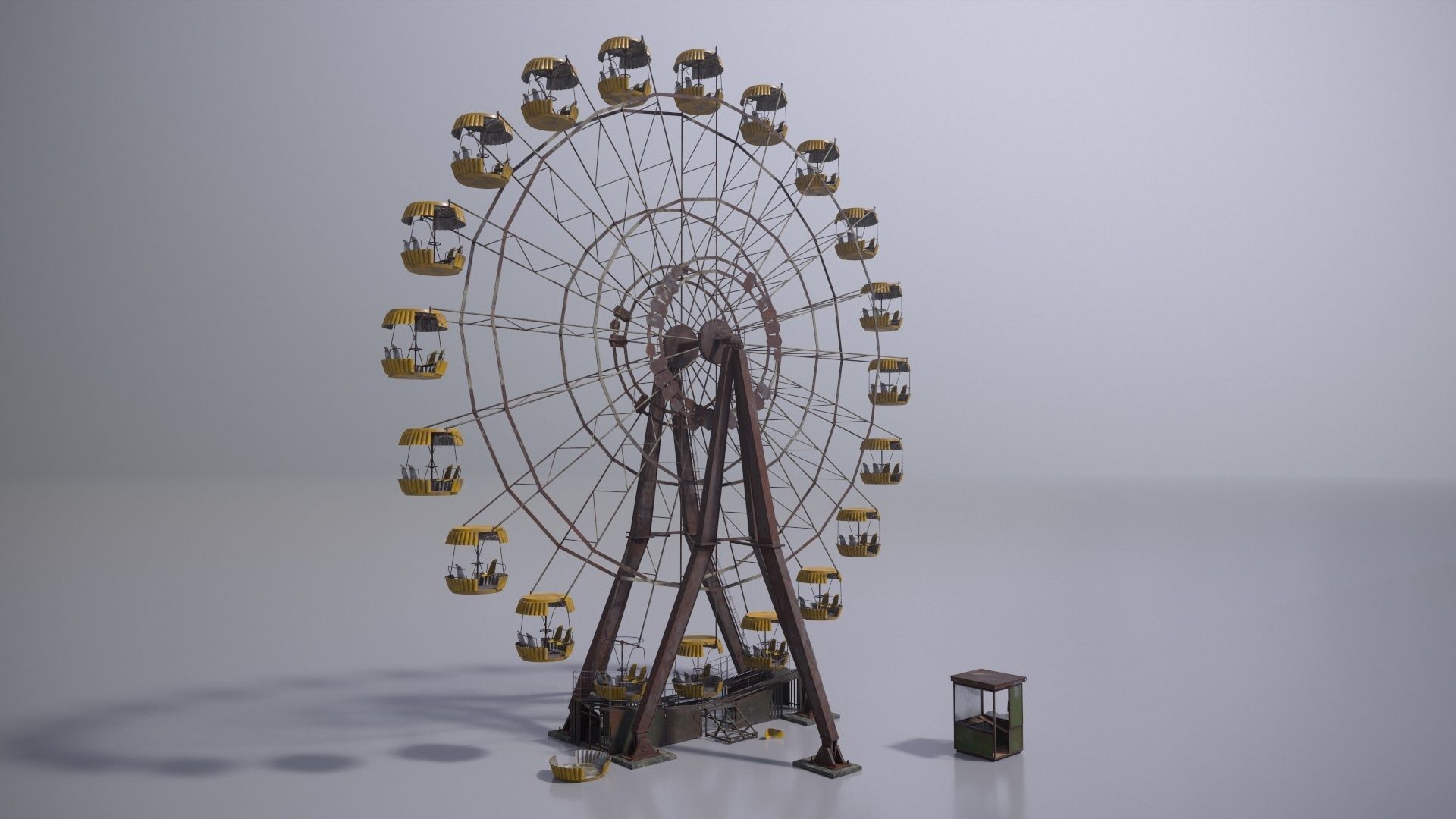 Old post-apocalypse Ferris wheel  np1 Low-poly 3D model_3