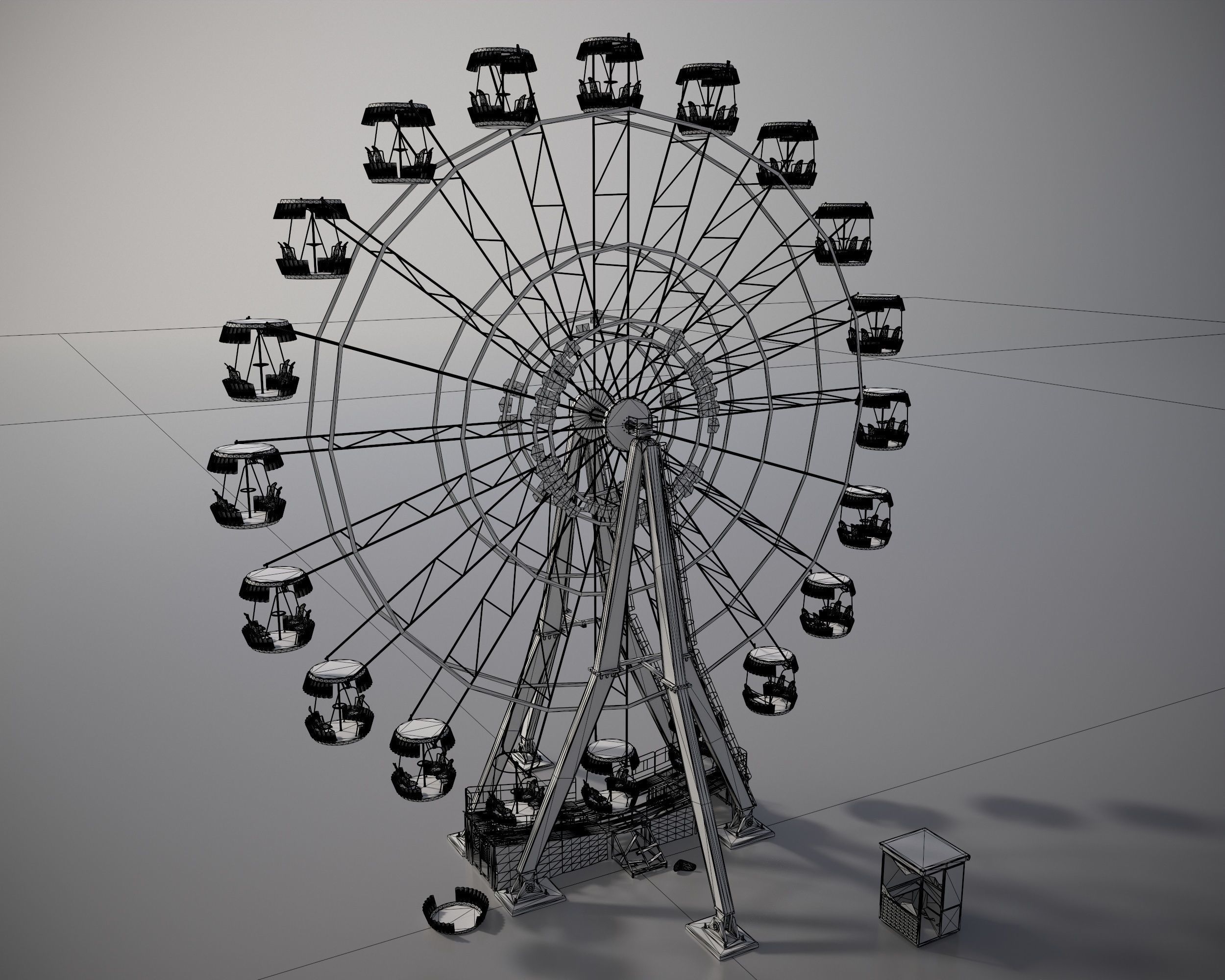 Old post-apocalypse Ferris wheel  np1 Low-poly 3D model_23