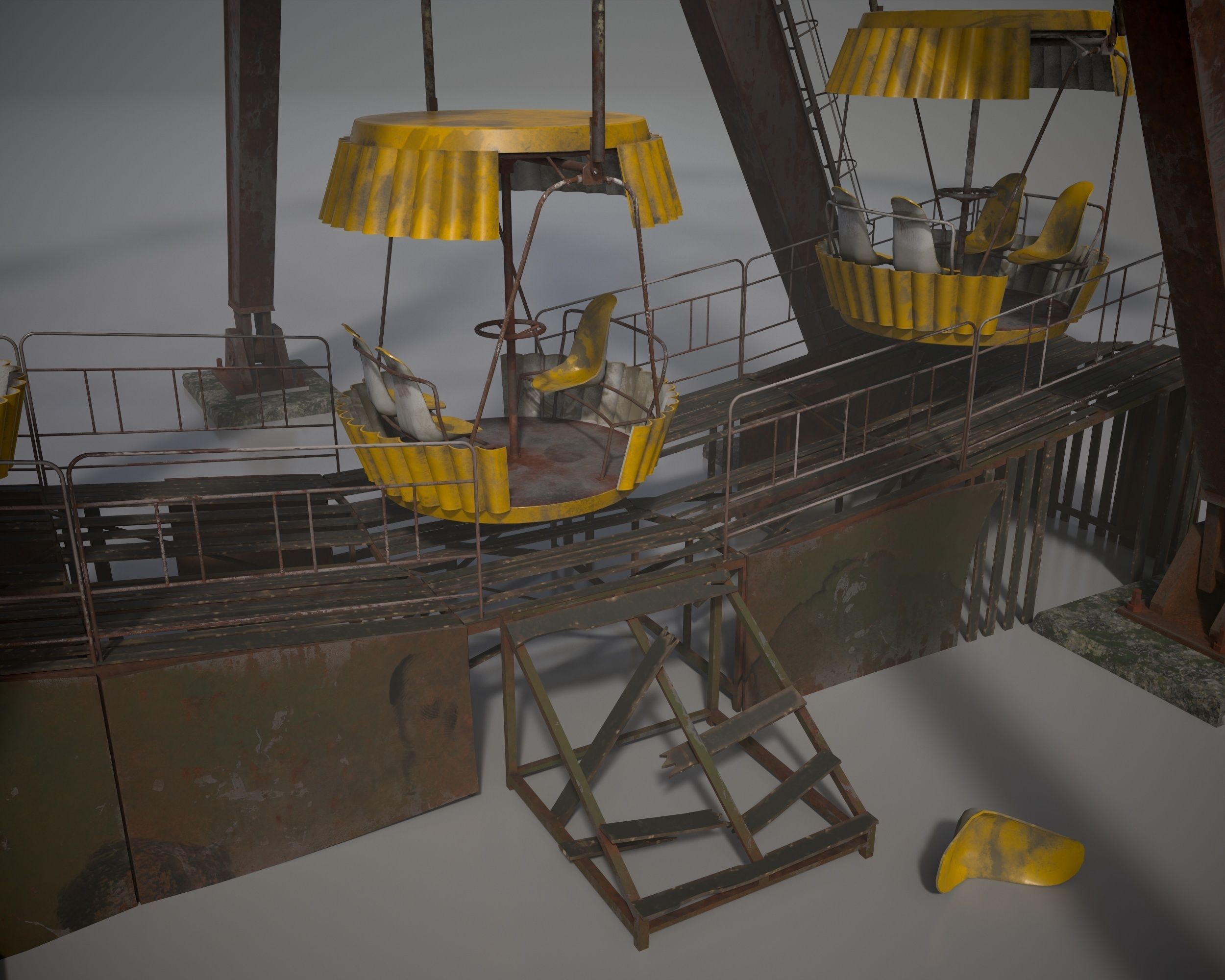Old post-apocalypse Ferris wheel  np1 Low-poly 3D model_14