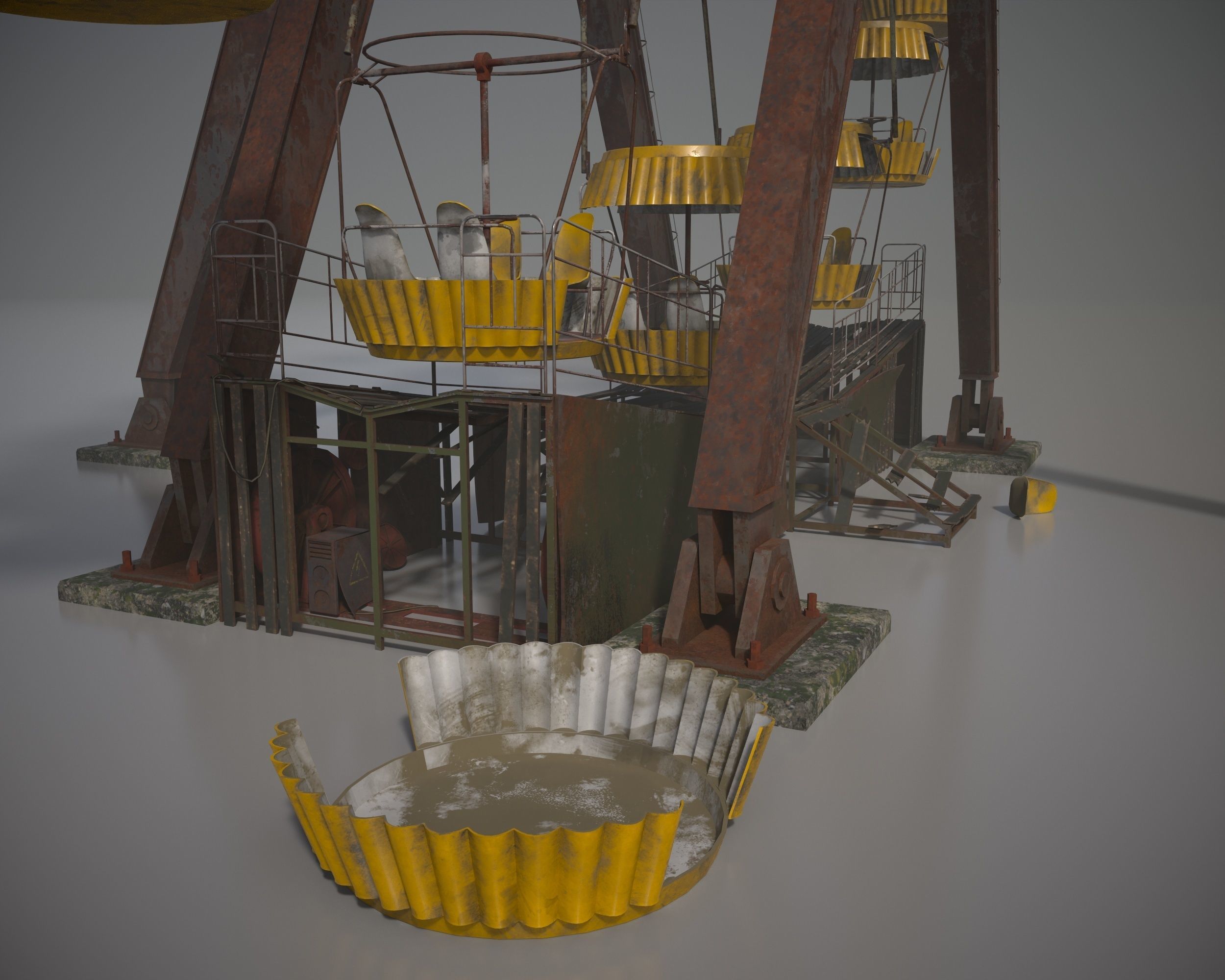 Old post-apocalypse Ferris wheel  np1 Low-poly 3D model_13