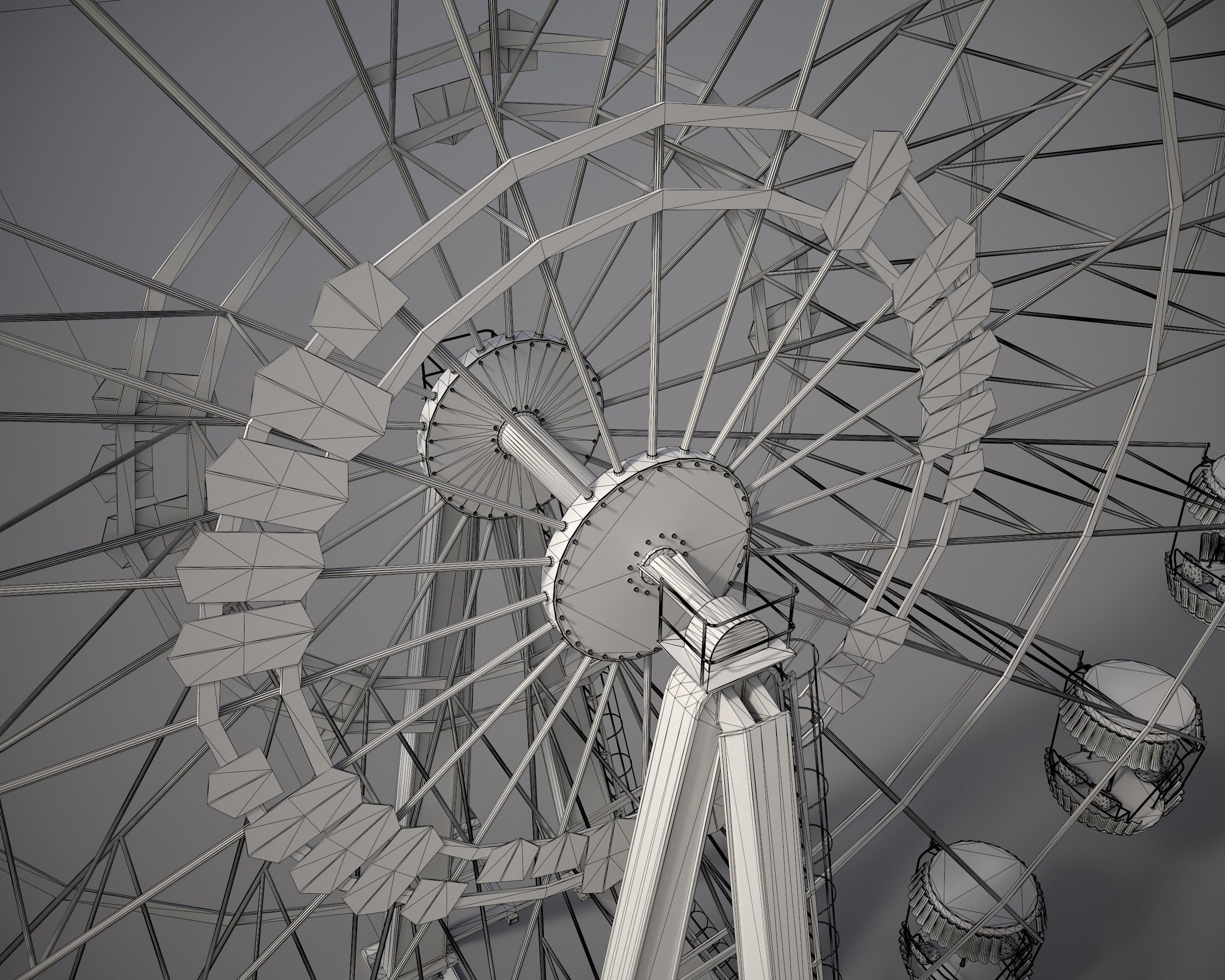 Old post-apocalypse Ferris wheel  np1 Low-poly 3D model_26