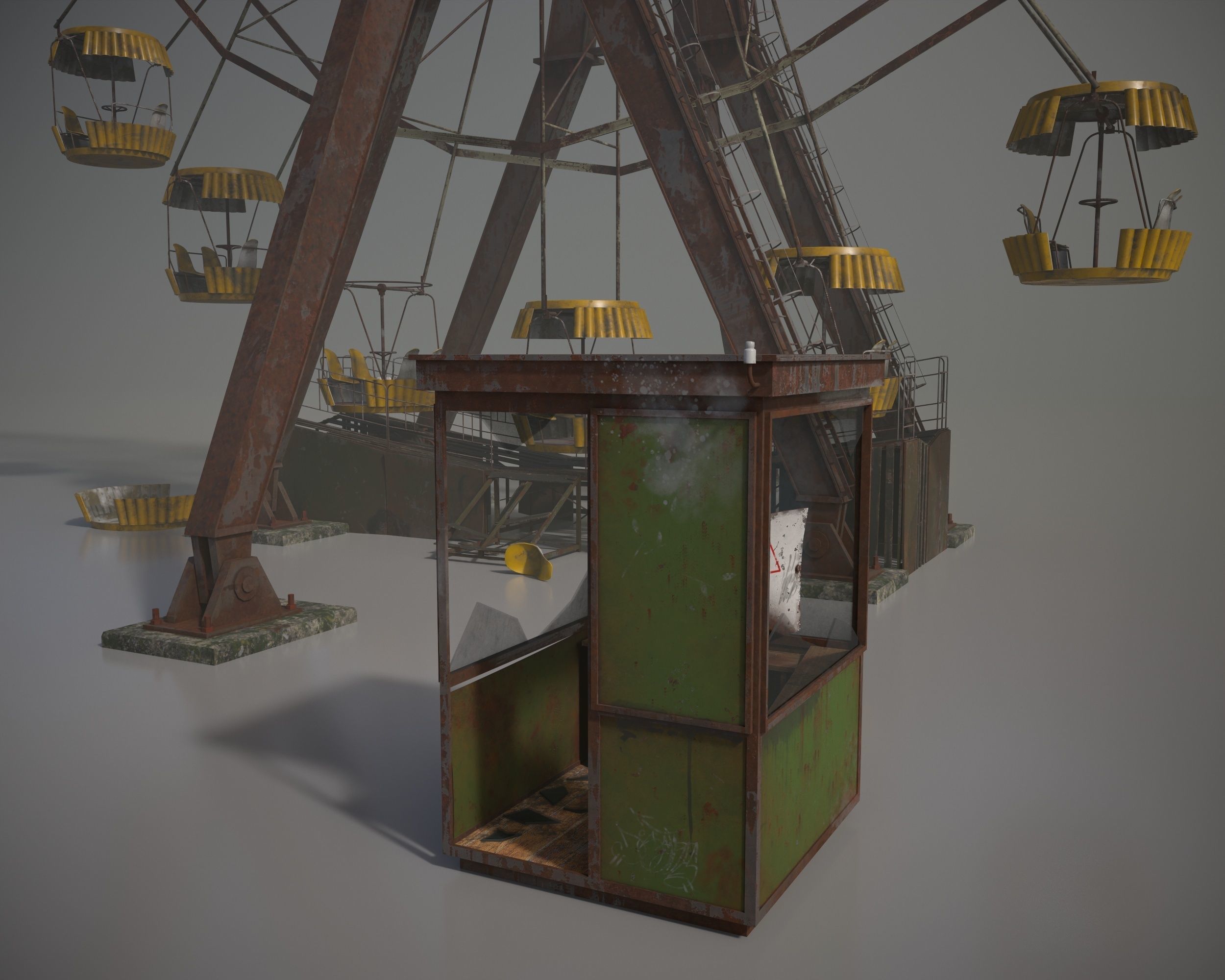 Old post-apocalypse Ferris wheel  np1 Low-poly 3D model_8
