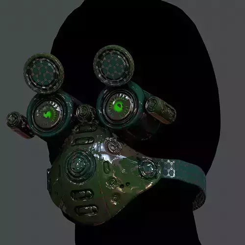 Gas mask helmet 3d model scifi Low-poly