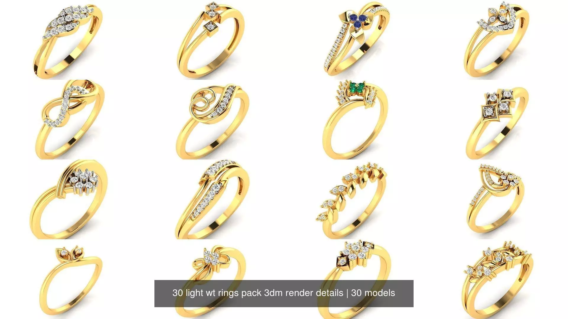 30 light wt rings pack 3dm render details 3D Model Collection_0
