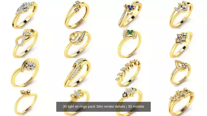30 light wt rings pack 3dm render details