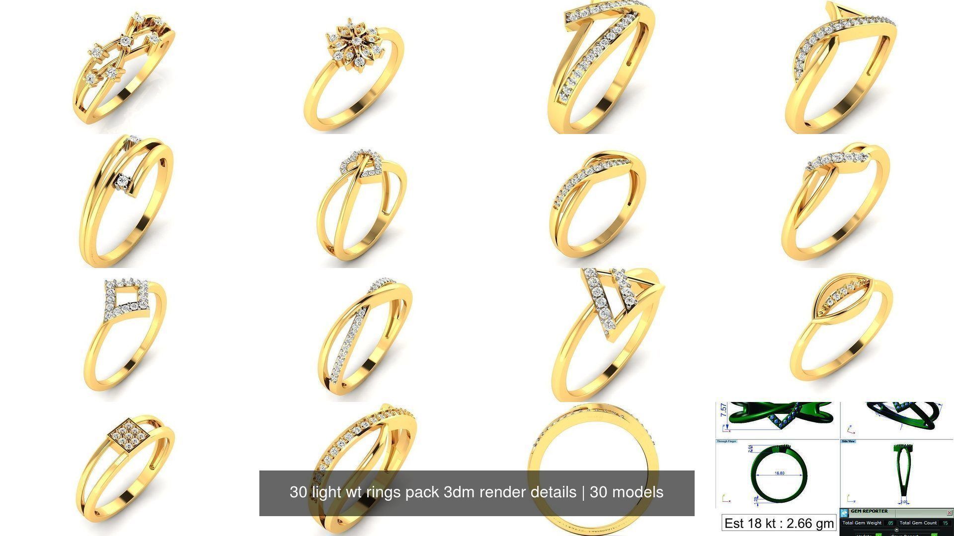 30 light wt rings pack 3dm render details 3D Model Collection_2