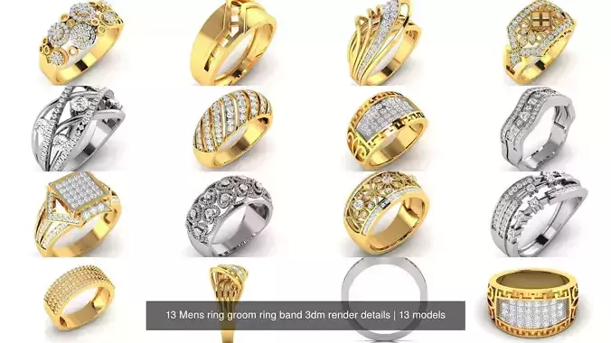 13 Mens ring groom ring band 3dm render details