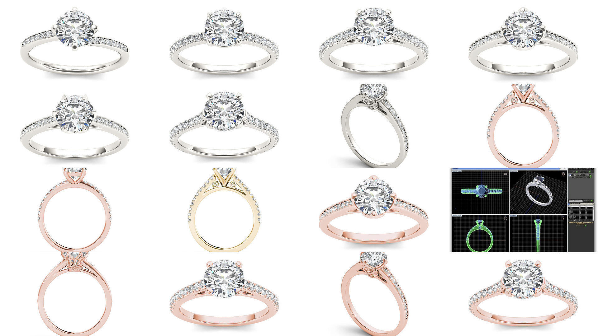 22 Excellent Solitaire ring 3dm render details pack 3D Model Collection_1