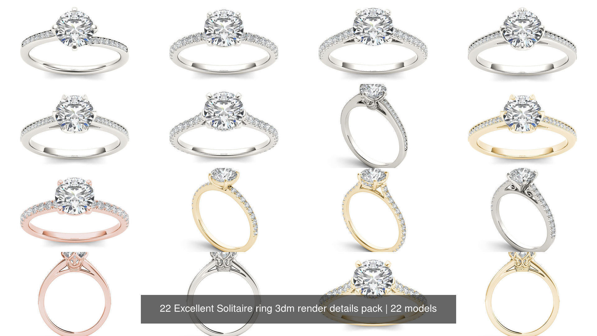 22 Excellent Solitaire ring 3dm render details pack 3D Model Collection_2