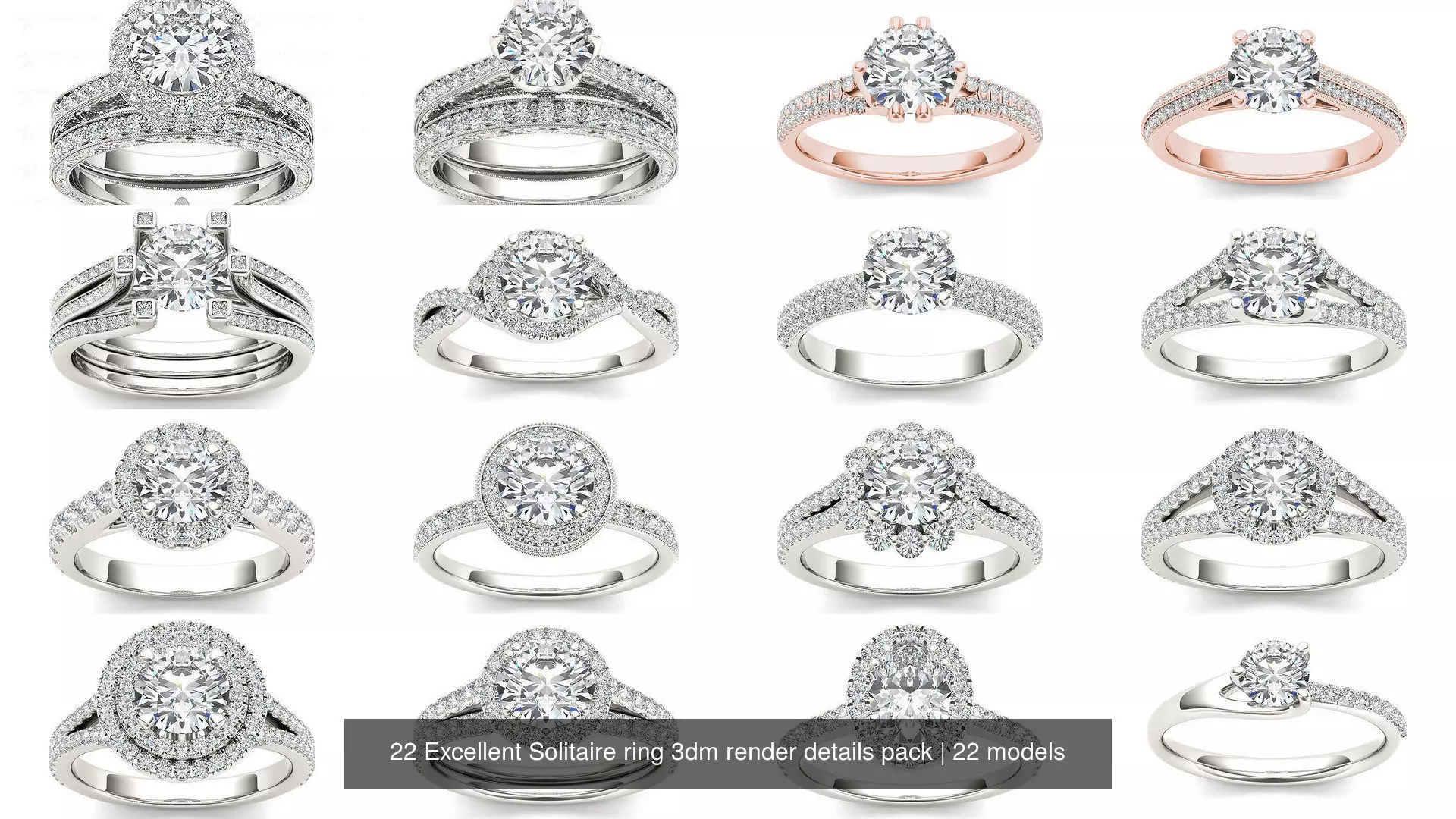 22 Excellent Solitaire ring 3dm render details pack 3D Model Collection_0