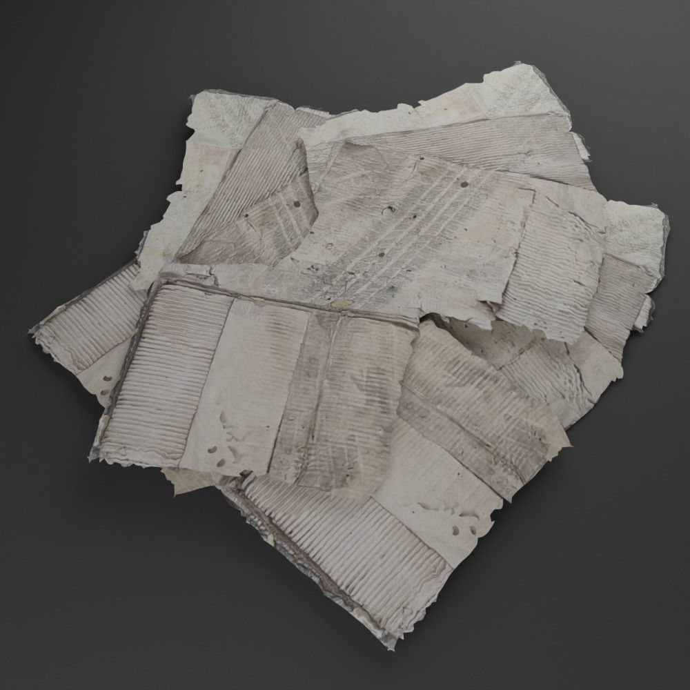 Low-Poly Scanned a plie of grunge cardboard 3D model_4