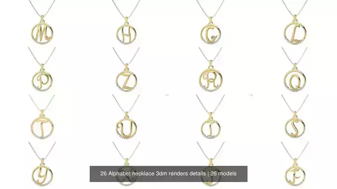 26 Alphabet necklace 3dm renders details