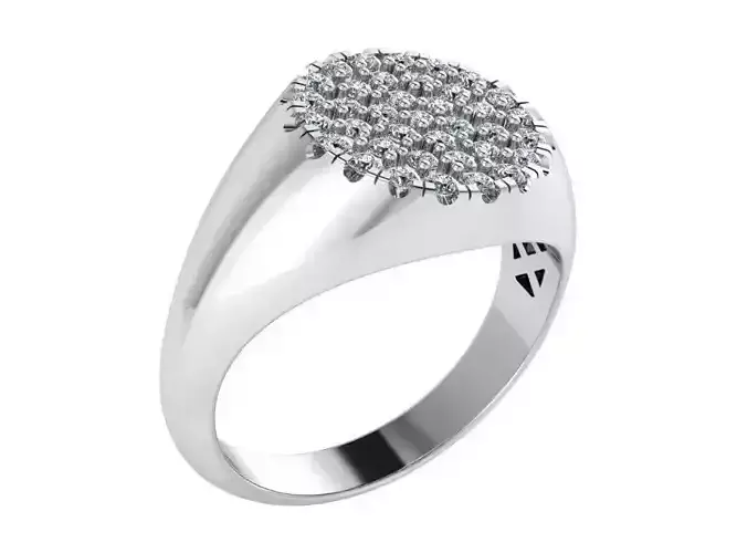 signet round pawe ring  0051