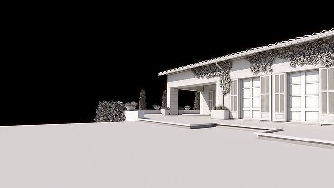 Exterior House Scene Maiorca Villa 3D model 4