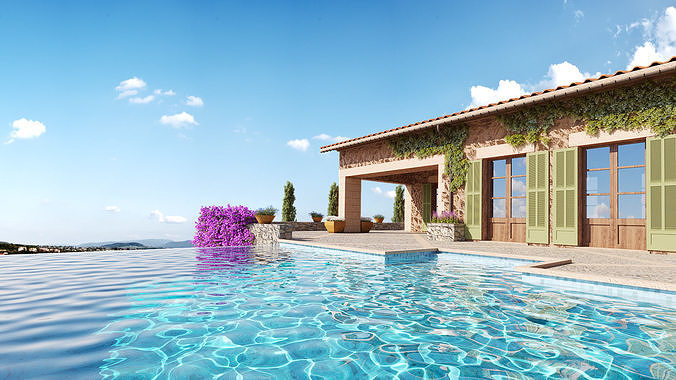 Exterior House Scene Maiorca Villa 3D model