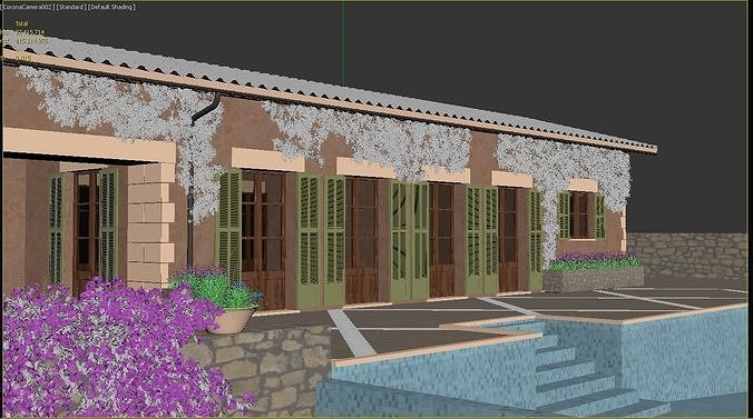 Exterior House Scene Maiorca Villa 3D model 5
