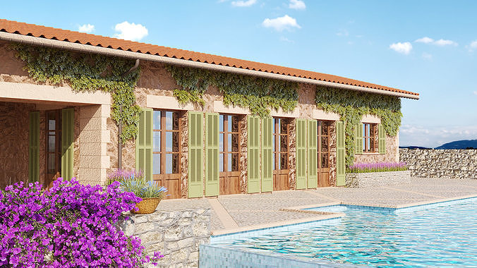 Exterior House Scene Maiorca Villa 3D model 2