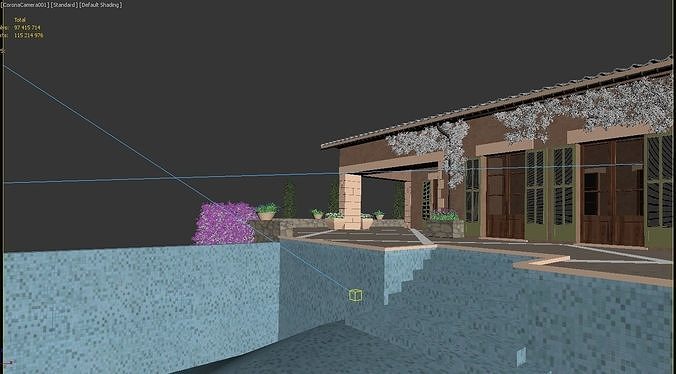 Exterior House Scene Maiorca Villa 3D model 3